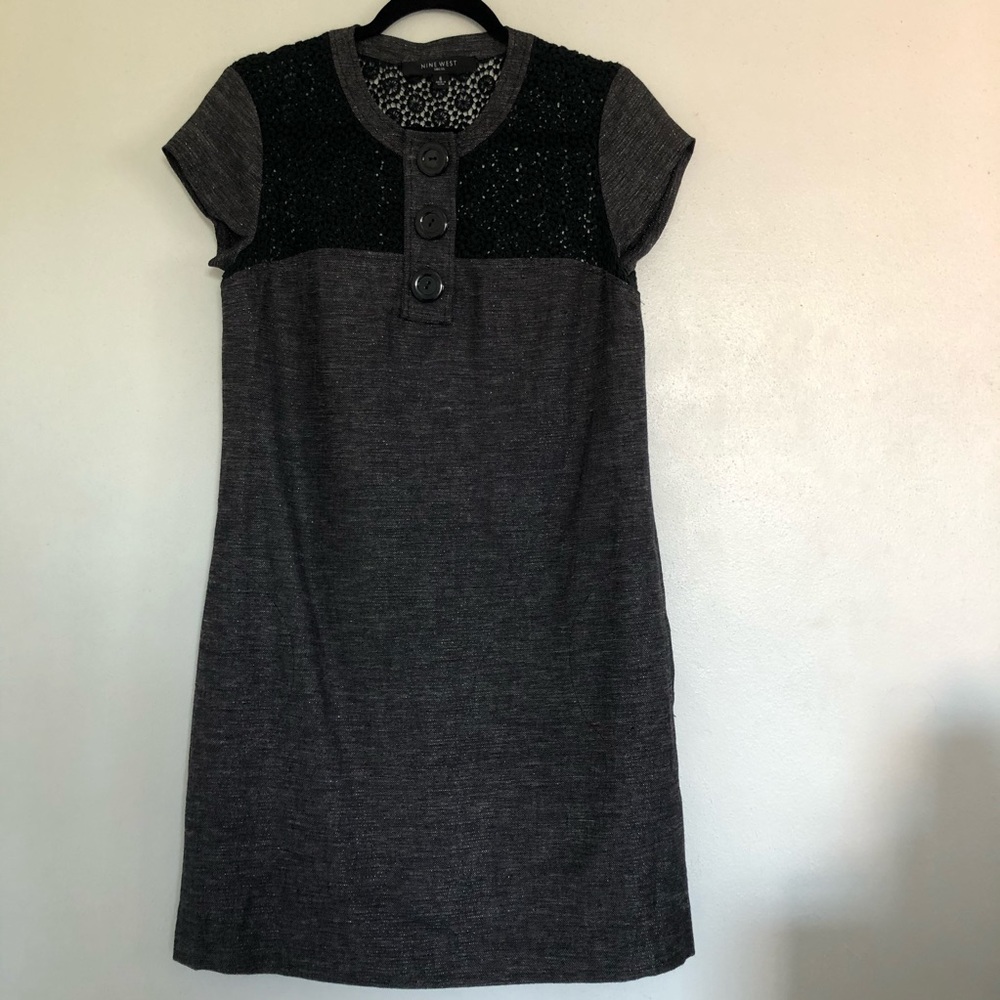 Nine West Gray and Black Dress with Silver Sparkle